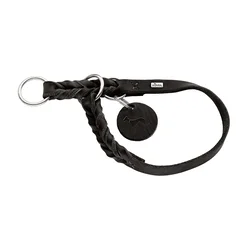 Hunter polzatezna ovratnica za pse Solid Education M 40-45 cm, usnje črna