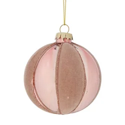 Novogodišnja kugla roze, pliš/ SJAJ D.8cm staklo 139222