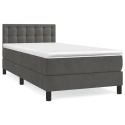 Vidaxl Box spring postelja z vzmetnico temno siva 100x200 cm žamet