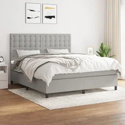 Greatstore Box spring postelja z vzmetnico svetlo siva 180x200 cm blago
