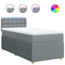 Vidaxl Box spring postelja z vzmetnico svetlo siva 80x200 cm blago