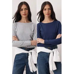 Trendyol Milla ženska bluza Twoaw25Bz00062, Siva Melanž-Plava