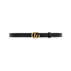 Gucci-Leather belt with double G buckle-women-Black