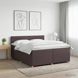 Vidaxl Postelja boxspring z vzmetnico Temno rjava 200 x 200 cm Blago