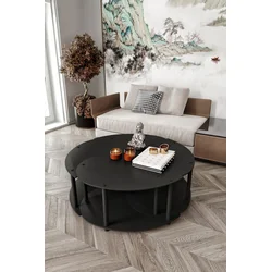 Hanah Home Set Stolova za dnevnu sobu Yin Yang 4 70, Crni