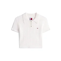 Tommy Jeans Pulover ecru/mornarska/rdeča