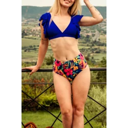 Dvodelne kopalke z volančki, modra