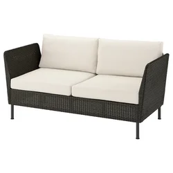 VITTSKÄR Modularna sofa dvosed, rukohvati napolju/plastični ratan tamnosivi Frösön/Duvholmen bež