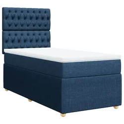 Vidaxl Box spring postelja z vzmetnico modra 80x200 cm blago