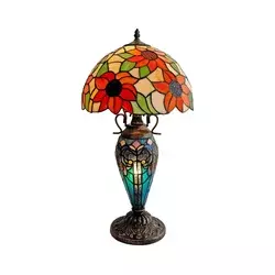 Brilagi - Tiffany vitražna stona lampa SUNFLOWER 1xE27/60W/230V + 1xE14/40W