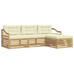 Set vanjskih sofa s jastukom 4 pcs Bijela i krem Poliester