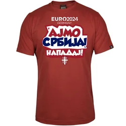 011Shop Muška majica kratkih rukava, Ajmo Srbija napadaj! EP 2024, Crvena