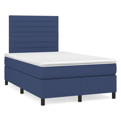 VIDAXL Box spring postelja z vzmetnico LED modra 120x190 cm blago