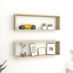 Greatstore Stenske police kockaste 2 kosa sonoma hrast 80x15x26,5 cm