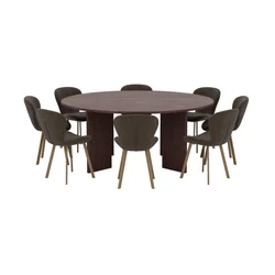 Venture Design Jedilna miza in komplet stolov Graos z 8 stoli Lilja, miza 180x75 cm, rjava