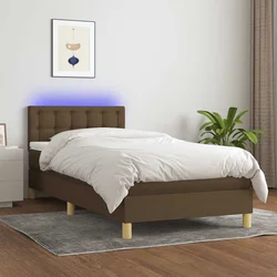Den Box spring postelja z vzmetnico LED temno rjava 90x190 c
