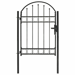 Vrata za ogradu ASSEN s lučnim vrhom čelik 102x125 cm crna
