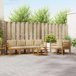 Set vanjskih sofa s jastukom 7 pcs Prirodna i bež