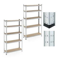Northix komplet 2 robustnih polic s 5 nivoji