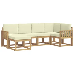 Set vanjskih sofa s jastukom 6 pcs Bijela i krem Poliester