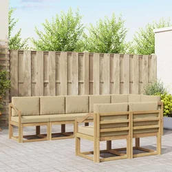 Set vanjskih sofa s jastukom 8 pcs Bijela i bež Poliester