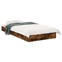 Vidaxl Tlorisna postelja Dimljen hrast 80 x 200 cm Inženirski les