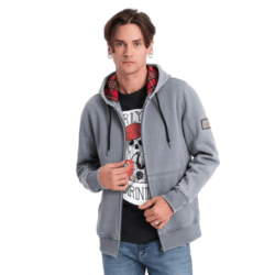 OMBRE Pralen moški pulover brez kapuce V3 OM-SSDS-0110 svetlo modra MDN124156 L