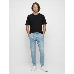 Sinsay - Slim fit farmerke s efektom pranja - plava