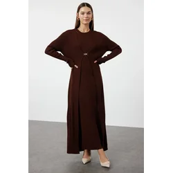 Trendyol Modest Ženska haljina Tctaw23Us00118, Smeđa