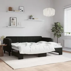 Dnevni krevet na razvlačenje crni 80 x 200 cm baršunasti