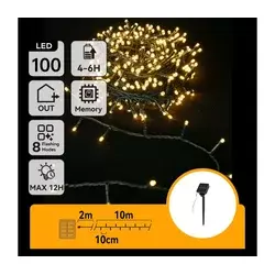 Aigostar - LED solarni lanac 100xLED/8 funkcija 12m IP65 topla bela