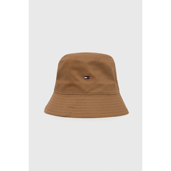 Bombažni klobuk Tommy Hilfiger rjava barva