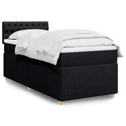 Box spring postelja z vzmetnico črna 90x200 cm blago