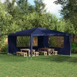Zid šatora za zabavu 2 pcs 400 x 195 cm Plava PE i čelik