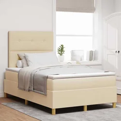 LED Box Spring Krevet s uzglavljem Krema 120 x 200 cm tkanina