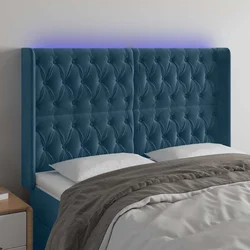 LED uzglavlje tamnoplavo 163x16x118/128 cm baršunasto