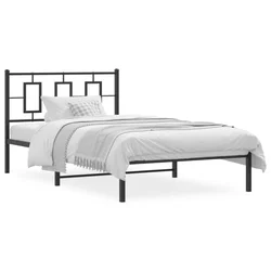 Vidaxl Kovinski posteljni okvir z vzglavjem črn 107x203 cm