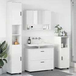 Set namještaja za kupaonicu s ladicama 4 pcs Visoki sjaj bijela