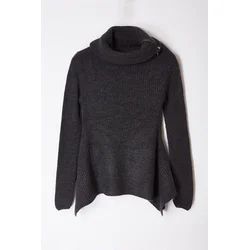 Trendyol Anthracite Asymmetric Collar Zippered Knitwear Sweater