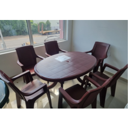 Sanja IPPI Baštenski set, Sto i 6 stolica Ema Ratan, 140x100cm, Bordo