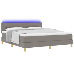 LED Box Spring Krevet Sivo-smeđa 180 x 200 cm tkanina