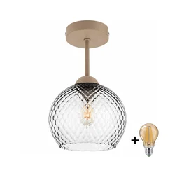 BRILAGI - LED plafonski luster R GLASS 1xE27/60W/230V O 18 cm bež/zadimljeno siva