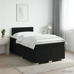 vidaXL Postelja boxspring z vzmetnico Črna 120 x 190 cm Blago