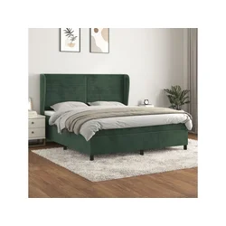 VIDAXL Box spring postelja z vzmetnico temno zelena 160x200