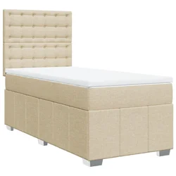Vidaxl Box spring postelja z vzmetnico krem 80x200 cm blago