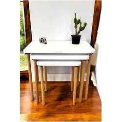 Hanah Home Set uklopivih stočića, 3 komada, Beli