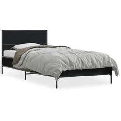 shumee vidaXL Posteljni okvir črne barve 75x190 cm les in kovina