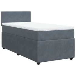 Vidaxl Box spring postelja z vzmetnico temno siva 90x200 cm žamet