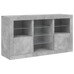 Komoda s LED svjetlima siva boja betona 123x37x67 cm