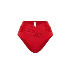 Trendyol Red V-Cut High Waist Regular Bikini Bottom